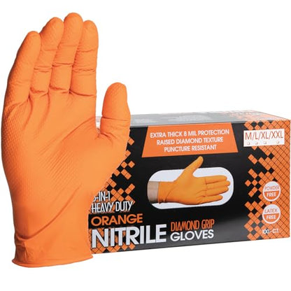 ForPro Heavy Duty Disposable Nitrile Gloves, Orange - size: Large (Pack of 100), style: Large (Pack of 100)