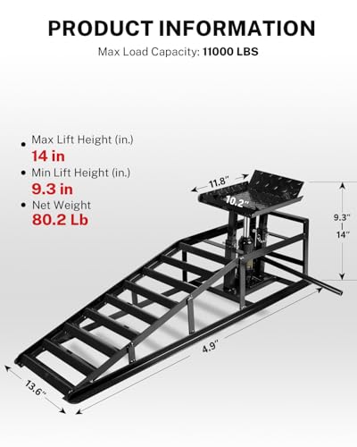 GarveeTech2 Pack Hydraulic Car Ramps 5T 11000lbs Low Profile Car Lift Service Ramps Truck Trailer Garage, Height Hydraulic Vehicle Ramps - color: Black