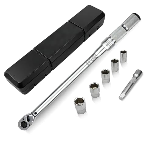 TYD 1/2 Inch Drive Click Torque Wrench Set, 30–210 Nm ±4% Precision | 72-Tooth Dual-Direction Ratchet, Includes 5 Sockets & 5" Extension Bar, Wheel Lug Torque Kit for Car SUV Pickup Truck Repair - style: TGZ-210 30-210N.m 1/2"
