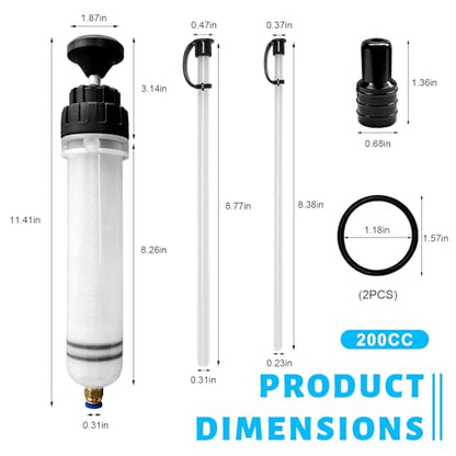 200cc Automotive Fluid Extractor Pump, Multi-Purpose Manual Oil Transfer Pump with 2 Extension Tubes, Universal Fluid Change Syringe Extraction and Filling Tool for Most Cars - color: 200cc
