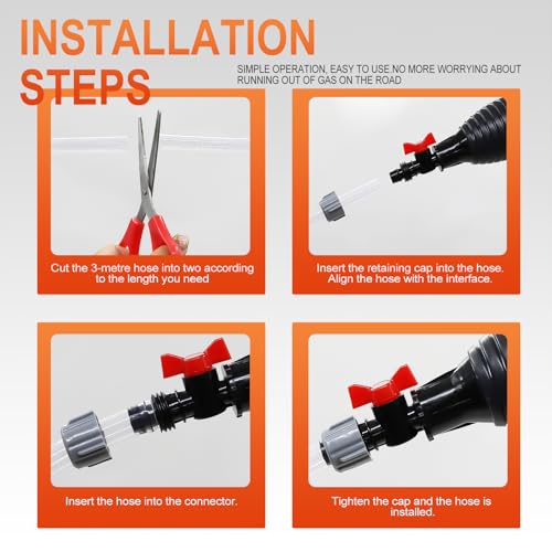 Manual oil pump Manual fuel transfer pump gas siphon pump for gasoline water oil diesel siphon fuel hand pump with 1pc 3m long PVC hose and rubber ball