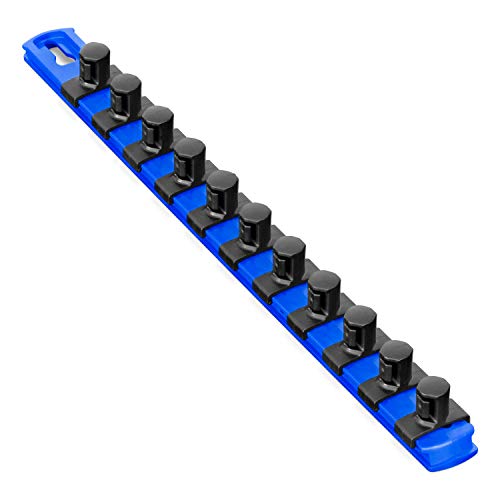 Ernst Manufacturing - 8419-Blue-1/2 13-Inch Socket Organizer with 11 1/2-Inch Twist Lock Clips, Blue - color: Blue, size: 1/2-Inch Twist Clips, style: 13-Inch