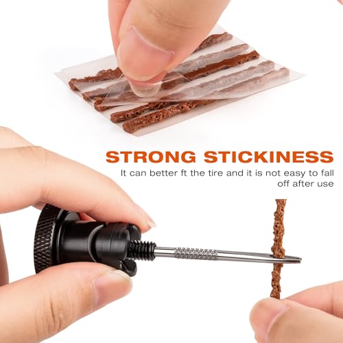 Handlebar End Plugs with Tubeless Tire Repair Kit - Handlebar Insert Fix a Puncture or Flat Includes Bar Plugger Tool and Plugs - Bike Tool for Mountain,Road Bicycle - style: TRT-001