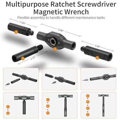 2026 New Tools 24 in 1 Magnetic Ratchet Screwdriver Set, Multi Bit DIY Magnetic Screwdriver Set with Detachable Ratchet Handle, Portable Precision Repair Tool Kit for Furniture, Electronics, Bicycle - size: 24 in 1 Screwdriver Set