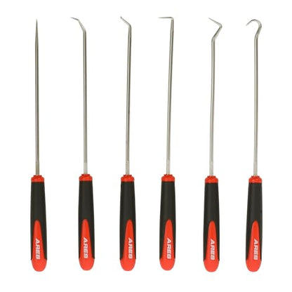 ARES 10035 Extra Long Precision Hook and Pick Set, 6-Piece | Includes angled, straight, and full hooks and picks; hardened steel shafts - size: 6-Piece Extra Long Hook/Pick Set