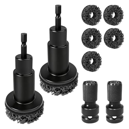 9 PCS Wheel Hub Cleaning Tool, Brake Hub Cleaning Kit Includes 5 Pads, Compatible with Electric Drills or 1/2" Impact Wrenches, Suitable for Car & Truck - color: 9-PACK