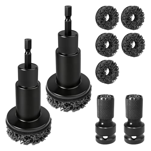9 PCS Wheel Hub Cleaning Tool, Brake Hub Cleaning Kit Includes 5 Pads, Compatible with Electric Drills or 1/2" Impact Wrenches, Suitable for Car & Truck - color: 9-PACK