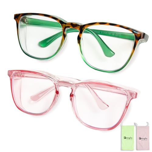 Feaglo Safety Glasses, Anti Fog Safety Goggles for Women Men, Blue Light Blocking Stylish Eye Protection Glasses Side Shield - color: New Leopard+pink