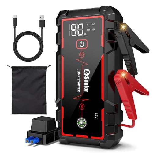 Jump Starter Battery Jumper Starter Portable Jump Box for Car Battery 5000A | Car Battery Jumper (Up To 10.0L Gas And 10.0L Diesel) With Led Display, Led Light, 12V Jumper Cablesand Compass - color: 5000A