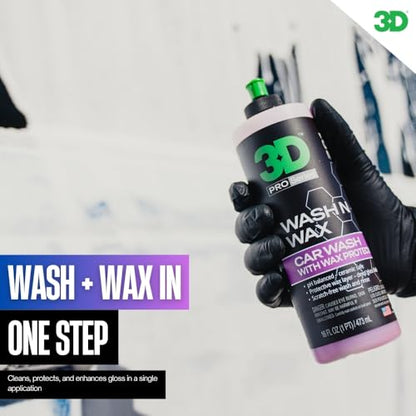 3D Wash N Wax Car Wash Soap - pH Balanced, Easy Rinse, Scratch Free Soap with Wax Protection - 16oz. - size: 16 Ounce (Pack of 1)