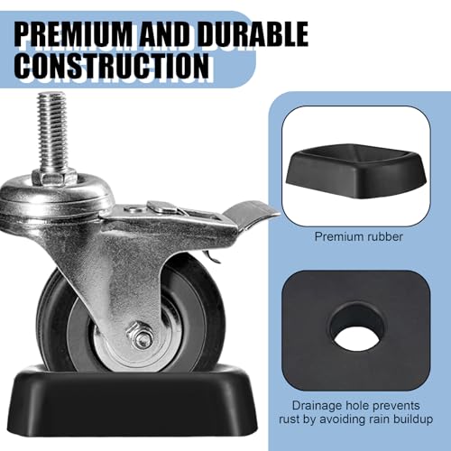 Threehoney 2 Pcs Jack Wheel Chock Rubber Caster Trailer Jack Caster Wheel Dock Heavy Duty 6 Inch Stabilizer Single Stopper Transport for Travel Trailer Cargo Camper Boat Roller Stopper
