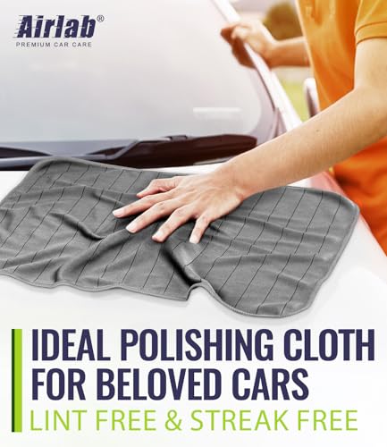 Airlab Carbon Microfiber Towels for Car Drying Window Glass Cleaner Magic Cleaning Cloth Auto Detailing Car Wipes Lint Free Rags Large Towel Interior Detailer, Pack of 4, 20" x 16", Grey - color: 20 X 16 Inch, Pack of 4, Grey