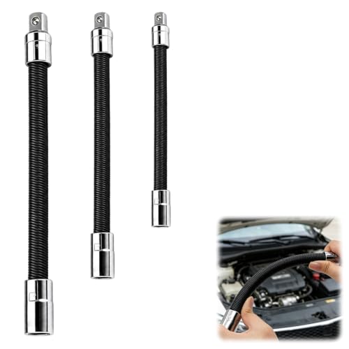 3Pcs Flexible Socket Extensions Cable,Flexible Ratchet Extensions Rods,Universal Extensioni Rod for Electric Wrench Socket, Extension Rod for Automotive Tools,Suitable for Narrow Maintenance Areas