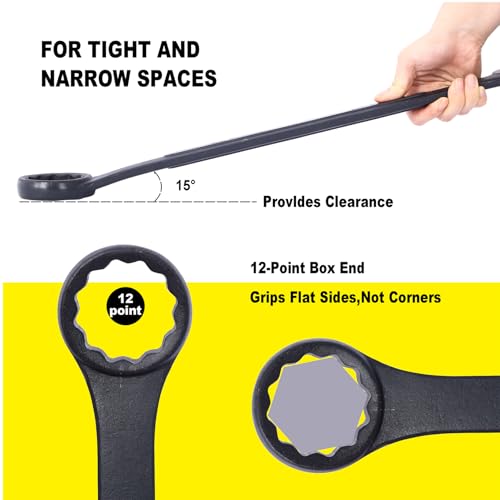 4PC Jumbo Combination Wrench Set, SAE, 2-1/8", 2-1/4", 2-3/8", 2-1/2 inch | Jumbo Wrench Set, Extra Large Combination Wrench Sets, Black Oxide Finish with Pouch (4PC-SAE) - size: 4PC-SAE