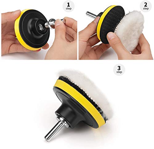 3 Inch Buffing and Polishing Pads Kit 11PCS Buffing Pads with Drill Adapter Foam Polisher Pad for Car Waxing - size: 3Inch-11PCS