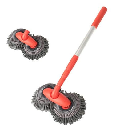 Retractable Double Head Car Wash Brush 360° Rotating Long Handle Car Cleaning Kit Brush Chenille Microfiber Car Wash Mop Not Hurt Paint Scratch Free((Single Set + 1 Spare Brush Head) - color: Single Set + 1 Spare Brush Head