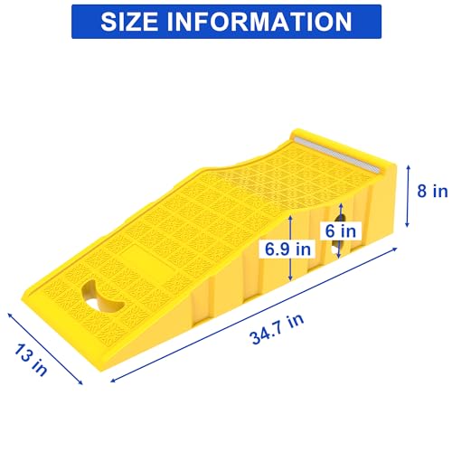 OrangeStar Car Ramps for Oil Changes and Maintenance, 2-Pack Portable Low Profile 6-Inch Lift Car Service Ramps for Garage, Heavy Duty Plastic Tire Ramps (L35in x W13in x H8in)