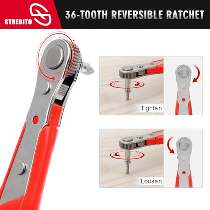 STREBITO Right Angle Screwdriver Low Profile, 26 Piece Small Ratchet Set | Stubby Ratchet 90 Degree Ratcheting Screwdriver Set, Mini 1/4 Bit Ratchet EDC Tool Angled Screwdriver for Tight Spaces, Bike - color: 26 in 1 With Zipper Pouch