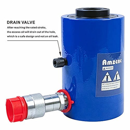 AMZCNC 20T Hydraulic Cylinder Jack Hollow Single Acting Hydraulic Ram Cylinder 150mm Hydraulic Lifting Cylinders (20T 6Inch Hollow) - size: 20T 6Inch