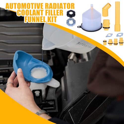 Coolant Funnel Kit, Spill Proof Funnel Kit, Radiator Burping Funnels for Cooling System Bleeding, No Spill Coolant Funnels Kits for Transmission, Brake, Power Steering Fluid Change in Car, Truck, RV