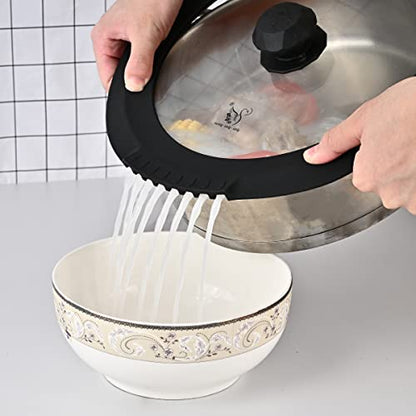 Tempered Strainer Lid for Stockpot Pasta Soup Pots - Universal Pan Lid with Heat Resistant Silicone Rim 10-12 inch Black - color: Black, size: 10-10.5-11-11.5-12 inch