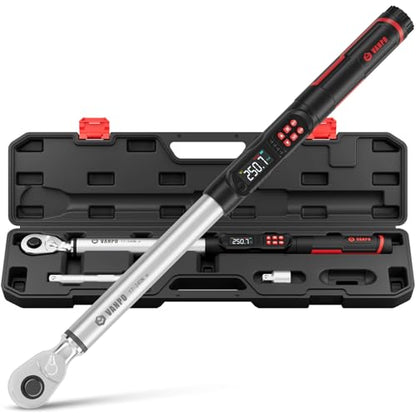 VANPO Digital Torque Wrench 1/2-Inch, 12.5–250.8 ft-lb, for Wheel Lug Nuts | Electronic Torque Wrench with LCD Display, Audible & Vibration Alert, for Automotive & Cylinder Heads, Brakes Maintenance - size: 1/2-inch 12.5-250.8 Ft-lb/17-340 Nm