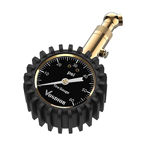 Tire Pressure Gauge - (0-60 PSI) Heavy Duty, Certified ANSI Accurate with Large 2 Inch Easy to Read Glow Dial, Low - High Air Pressure Gauge. Tire Gauge for Car and Trucks Tires by Vondior - color: Black Tire Gauge w/o‌ Tube, size: 0-60 PSI