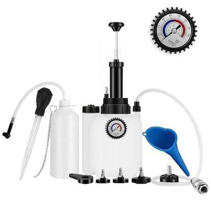 3L Brake Bleeder Kit, Manual Pressure Brake Fluid Bleeder with 1L Waste Bottle, 4 Master Cylinder Adapters, One-Person Brake & Clutch Pressure Bleeder Kit for Cars, SUVs & Light Trucks