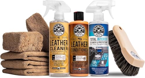 Chemical Guys, 9-Piece Leather Cleaner, Conditioner & Total Interior Kit | Conditioner and cleaner for cars, furniture, office seating, and luxury vehicle owners, safe on natural, synthetic, and faux