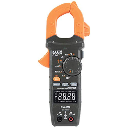 Klein Tools CL390 AC/DC Digital Clamp Meter, Auto-Ranging, 400 Amp, NCVT Tester, Hi-Viz LCD Display, TRMS, Continuity Resistance, Temperature and More - size: Standard Display