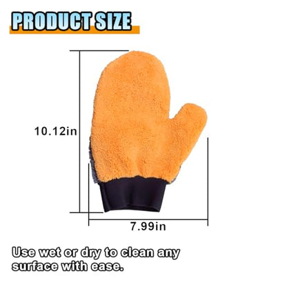 2PCS Coral Fleece Car Wash Mitts, No Scratch Microfiber Wash Mitt Car Cleaning Glove with Thumb, Reusable Dusting Mitt with Elastic Wrist Cuff for Car Washing and Detailing (Thumb Glove) - style: Thumb Glove