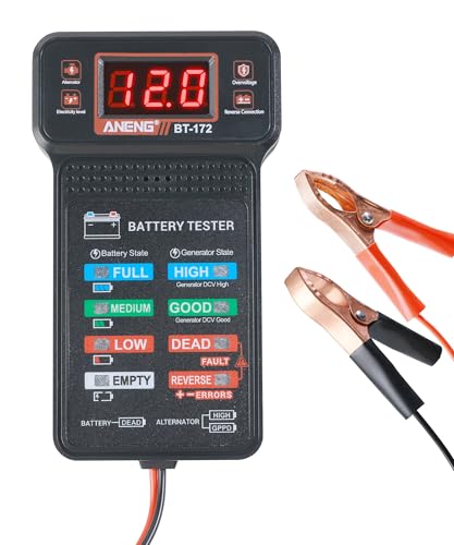 Car Battery Tester,Car Accessories Universal Alternator Tester with LCD Display & LED Indicators,Automotive Tools Battery Testers,Suitable for 12V System Cars,Motorcycles,RVs,Boats,Tractors