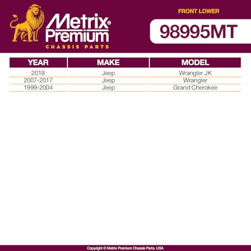 Metrix Premium Chassis Parts - 2 PC Front Upper Ball Joint Kit Fits 94-01 Dodge Ram 1500 4WD, 94-99 Ram 2500 4WD, 84-01 Jeep Cherokee, 86-92 Comanche, 87-17 Wrangler Replacement K3134T, Made in Europe - size: K3134T x2/ PAIR
