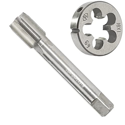 M16 x 1.0 Metric Tap and Die Set, M16 X 1.0mm HSS Machine Thread Tap and M16 X 1mm Alloy Tool Steel Round Thread Die Right Hand - size: M16x1mm
