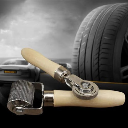 2 Pieces Wooden Handle Patch Tyre Retreading Repair Pinch Roller Hand Tool Set