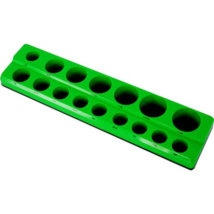 Magnetic Socket Organizer Set, 3-Piece Socket Holder Set Includes 1/4", 3/8", 1/2" Drive Metric SAE Socket Trays, Holds 75 Pieces Standard Size and Deep Size Sockets(Socket not Included) - Green