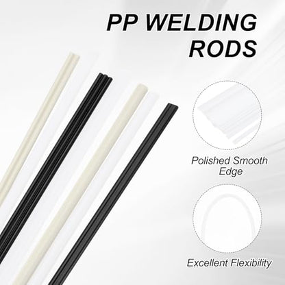 MECCANIXITY 20pcs Plastic Welding Rods, 8 Inch PP Welding Strips 5/16" for Plastic Welder Soldering Tool Kit, Car Bumpers, Kayak Repair, White
