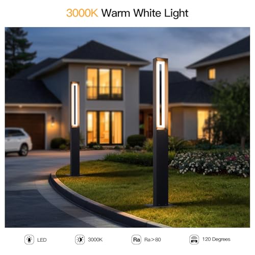 MVBT Path Light Wired, AC100-240V 71" Outdoor Pathway Lights, Waterproof 3000K Bollard Lights, Walkway Driveway Pole Lamp Bright LED Landscape Lighting for Outside Patio Sidewalk Garden Yard Lawn