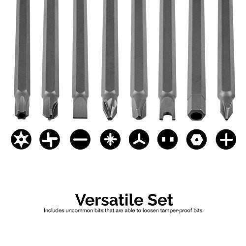 NEIKO 10224A 1/4" Extra Long Security Screwdriver, 32 Piece S2 Steel 6" Long Torx, Tamper Proof, PoziDriv, Spanner, Tri-Wing Security Power Tool - size: Screwdriver Bit, style: Security