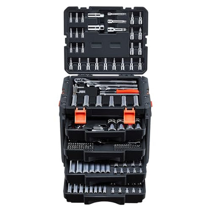 VEVOR 297 PCS Mechanic Tool Set with 4-Drawer Tool Box 1/4" 3/8" 1/2" Drive | SAE & Metric Socket Set, Car and Motorcycle Tool Kit with Combination Wrenches, Bits, Ratchets, Spark Plug Sockets - size: 1/4"&3/8"&1/2", style: 297 PCS