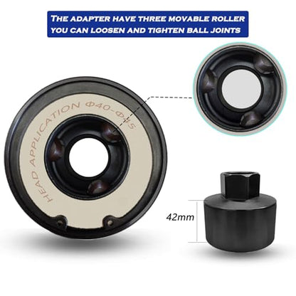 DPTOOL Inner Tie Rod End Removal Tool Kit, Axial Steering Ball Joint Puller Remove Install, 30-35mm 35-40mm 40-45mm 1/2" Drive Inner Rod Steering Rack Knuckle Tool for Car Track
