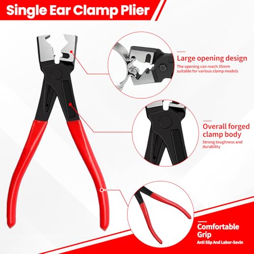 5Pcs Automotive Electrical Disconnect Pliers Kit, Connector Removal Tool, Straight Hose Clamp Plier, Single Ear Clamp Plier, 60° Angled Pliers, 2 in 1 Clip Pliers with Case - color: 5Pcs