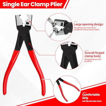 5Pcs Automotive Electrical Disconnect Pliers Kit, Connector Removal Tool, Straight Hose Clamp Plier, Single Ear Clamp Plier, 60° Angled Pliers, 2 in 1 Clip Pliers with Case - color: 5Pcs