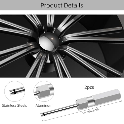2 Pcs Valve Core Removal Tool Set, Professional Screwdriver Tire Valve Stem Core Remover Tool, 4.3 Inch Heavy Duty Tire Valves Stem Remover & Installer for Schrader Valves Removal