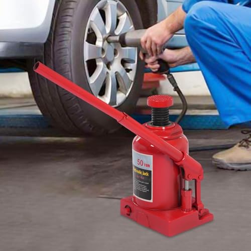 50 Ton Hydraulic Car Bottle Jack - Low Profile, Double Ram, Automotive Welded Hydraulic Jack for Truck Repair, (110,231 lbs) - style: 50 Ton
