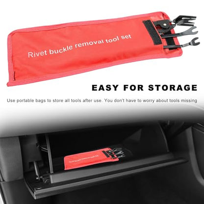 3PCS Car Clip Removal Tool, Auto Trim Upholstery Pry Tool Kit Fastener Rivet Remover with Storage Bag, Door Panel Clip Pliers Set Dashboard Repair Tools for Sedan Truck SUV (Red) - color: Red
