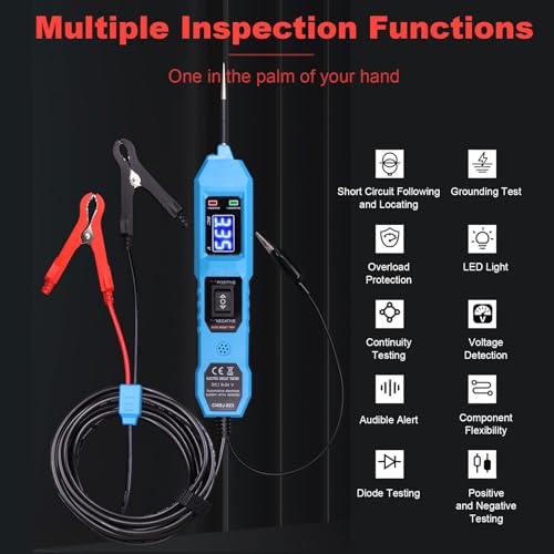 Automotive Power Circuit Probe Tester 3.5-36V DC,6-in-1 Automotive Circuit Tester with Blue Backlit LCD,Overload Protection & 14.7FT Cable,Test Light for Car Truck Motorcycle Boat Trailer(Blue) - style: Blue Set