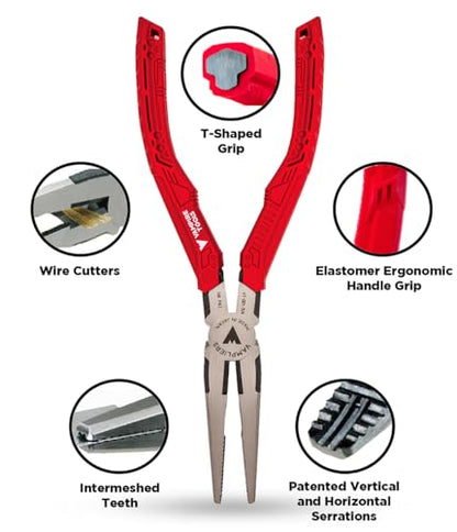 VAMPLIERS 7.5" Stripped Screw Extractor Needle Nose Pliers. Made in Japan. Time-Saving Long Nose Screw Removal Plier for Removing Damaged Fasteners in Confined Spaces. - style: 7.5" Long Nose Pliers