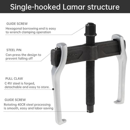 ChgImposs 4 Inch CR-V 2-Jaw Gear Puller, Adjustable Bearing Puller Gears, Reversible Removal Tool for External Internal Pulling, Single Hook Two Claws Puller Tool Separate Lifting Device