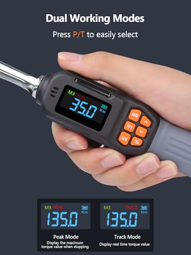 Goseek Digital Torque Wrench 3/8'' Drive, 5-99.6 Ft-lbs/6.8-135Nm, 90 Tooth Torque Wrench with Buzzer & LED Indicator, Electronic Torque Wrench Set for Bike Motorcycle Car Tire Auto Repair
